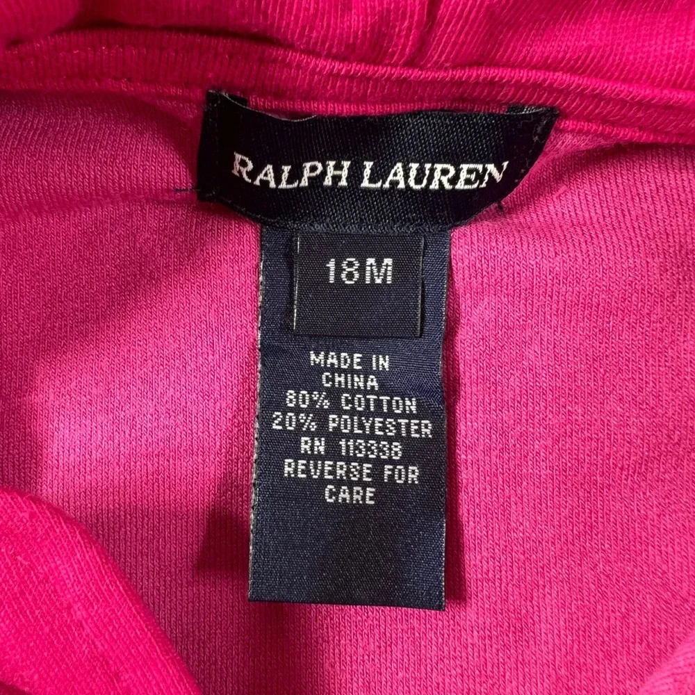 Ralph Lauren‎ Tracksuit Girls 18M Pink Velour Zip Hoodie and Pants Set Vintage